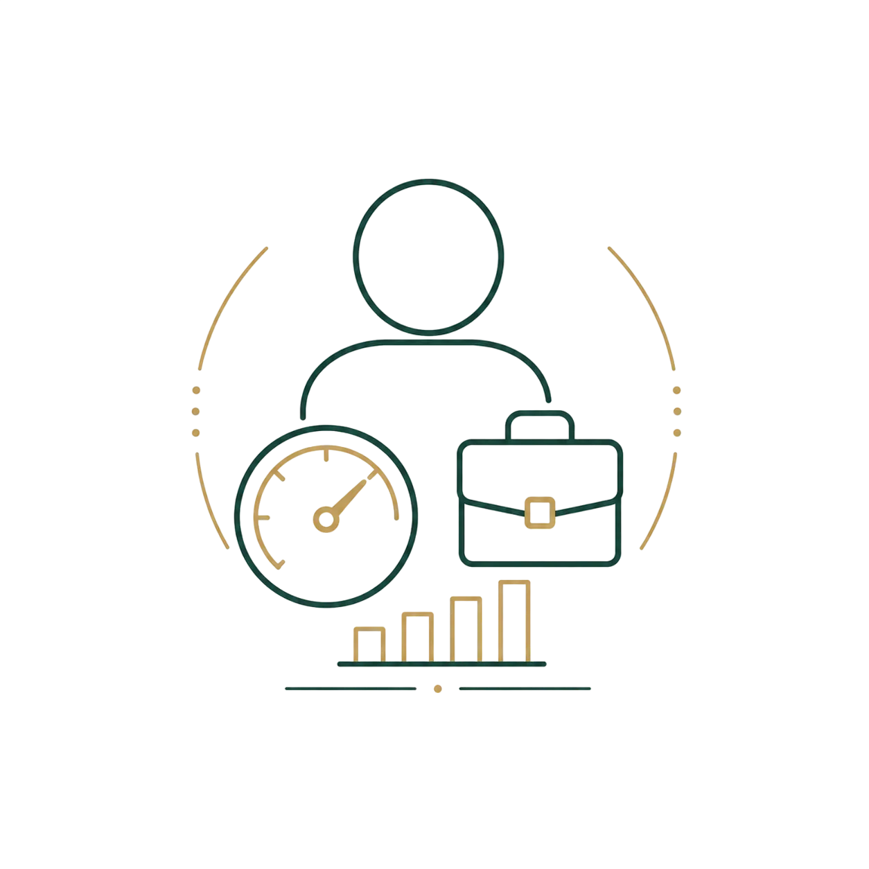 Ilustração de trabalhador com medidor de capacidade funcional e gráfico