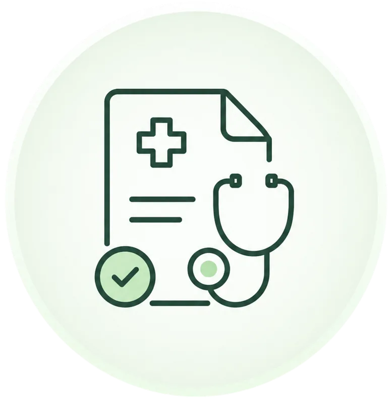 Ícone de documento médico com estetoscópio